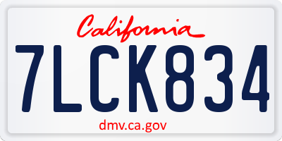 CA license plate 7LCK834