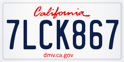 CA license plate 7LCK867