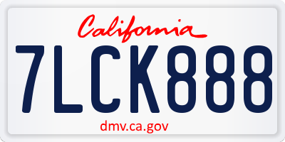 CA license plate 7LCK888