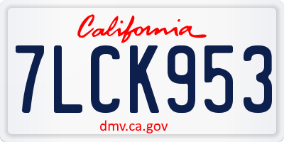 CA license plate 7LCK953