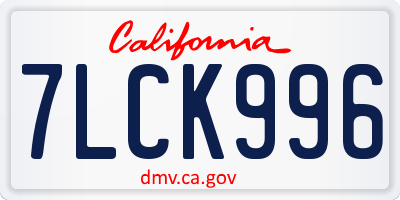 CA license plate 7LCK996