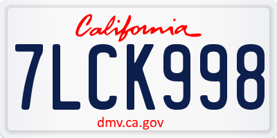 CA license plate 7LCK998