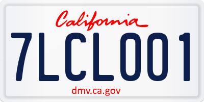 CA license plate 7LCL001