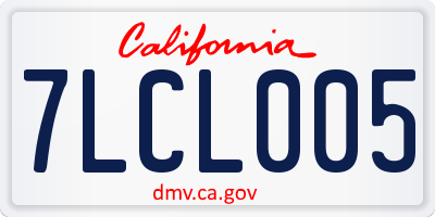 CA license plate 7LCL005