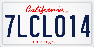 CA license plate 7LCL014