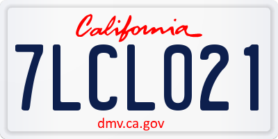 CA license plate 7LCL021