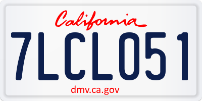 CA license plate 7LCL051