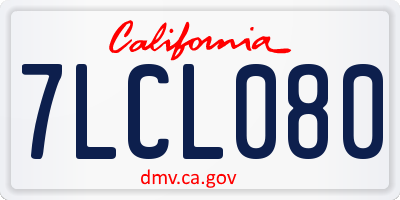CA license plate 7LCL080