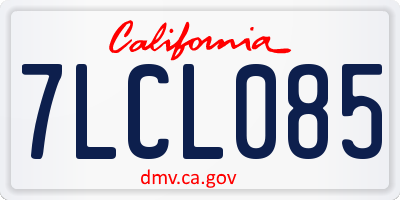 CA license plate 7LCL085