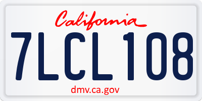 CA license plate 7LCL108