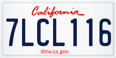 CA license plate 7LCL116