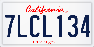 CA license plate 7LCL134