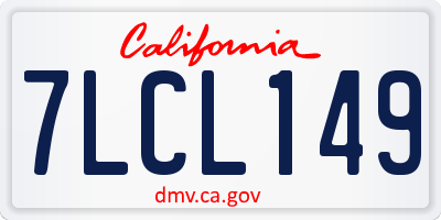 CA license plate 7LCL149