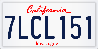 CA license plate 7LCL151