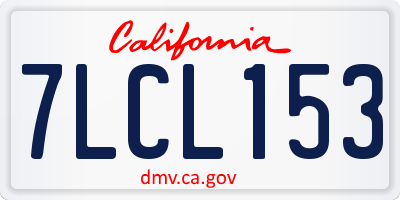 CA license plate 7LCL153