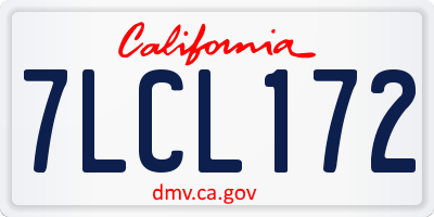 CA license plate 7LCL172