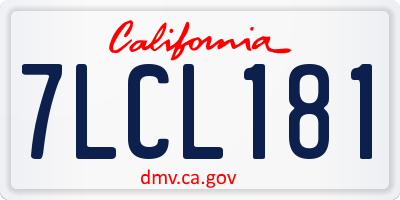 CA license plate 7LCL181