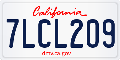 CA license plate 7LCL209