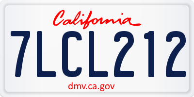 CA license plate 7LCL212