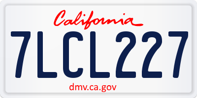 CA license plate 7LCL227