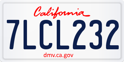 CA license plate 7LCL232