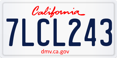 CA license plate 7LCL243