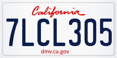 CA license plate 7LCL305