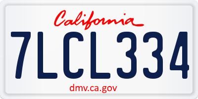CA license plate 7LCL334