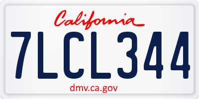 CA license plate 7LCL344
