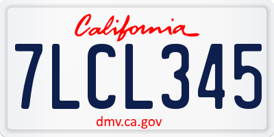 CA license plate 7LCL345