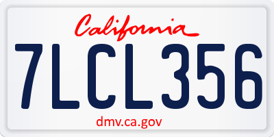 CA license plate 7LCL356