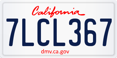 CA license plate 7LCL367