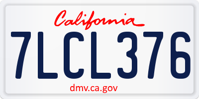 CA license plate 7LCL376
