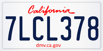 CA license plate 7LCL378
