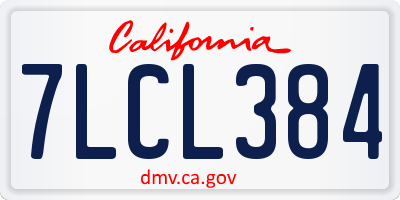 CA license plate 7LCL384