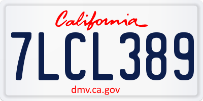 CA license plate 7LCL389