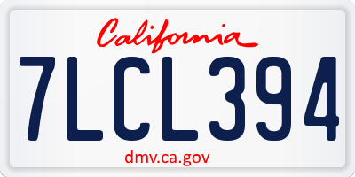 CA license plate 7LCL394