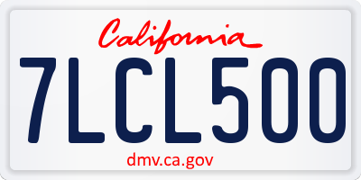 CA license plate 7LCL500