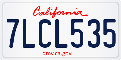 CA license plate 7LCL535
