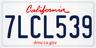 CA license plate 7LCL539