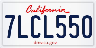 CA license plate 7LCL550