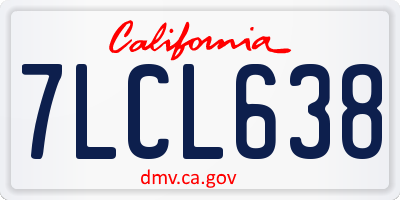CA license plate 7LCL638