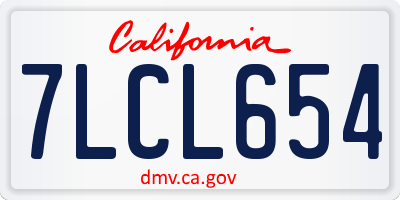 CA license plate 7LCL654