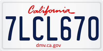CA license plate 7LCL670