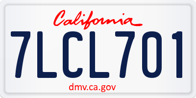 CA license plate 7LCL701