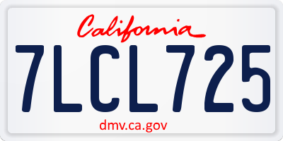 CA license plate 7LCL725
