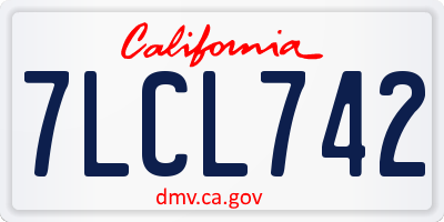 CA license plate 7LCL742