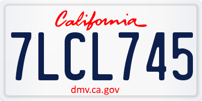 CA license plate 7LCL745