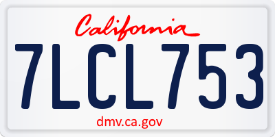 CA license plate 7LCL753