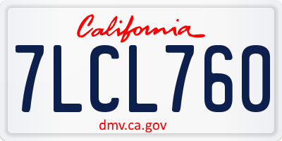 CA license plate 7LCL760